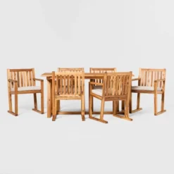 Saracina Home 7pc Modern Slatted Acacia Outdoor Dining Set With Trapezoid Legs 11 Saracina Home 7pc Modern Slatted Acacia Outdoor Dining Set With Trapezoid Legs -Saracina Home Shop GUEST 9889baa9 16cd 49e5 96b0 15f22df1dab4