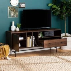 Modern Vinyl Record Player Storage TV Stand For TVs Up To 65" Dark Walnut - Saracina Home 18 Modern Vinyl Record Player Storage TV Stand For TVs Up To 65" Dark Walnut - Saracina Home -Saracina Home Shop GUEST 98d6a861 7091 418c 9351 ed4df69ef1a9