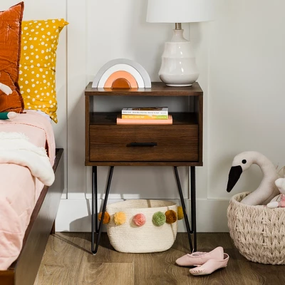 Amal Modern Single Drawer Hairpin Leg Nightstand - Saracina Home 3 Amal Modern Single Drawer Hairpin Leg Nightstand - Saracina Home - Image 3