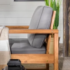 Galia 2pc Square Leg Acacia Wood Chair And Ottoman With Cushions - Brown - Saracina Home 26 Galia 2pc Square Leg Acacia Wood Chair And Ottoman With Cushions - Brown - Saracina Home -Saracina Home Shop GUEST 9ff6703f 494c 4b96 9dac b82d4bc86e58