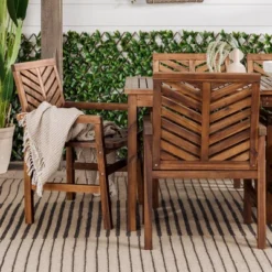7pc Slatted Chevron Acacia Patio Dining Set - Saracina Home -Saracina Home Shop GUEST a03b2e41 9299 4237 9dcd 98c1686e592c