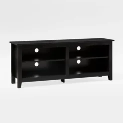 Transitional 4 Cubby Wood Open Storage TV Stand For TVs Up To 65"- Saracina Home -Saracina Home Shop GUEST a6e3a24c 5f9e 443a b207 9469bc1cee89