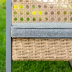 Komodo Modern Boho Faux Rattan & Metal Outdoor Rocking Chair With Cushion - Brown/Gray - Saracina Home 9 Komodo Modern Boho Faux Rattan & Metal Outdoor Rocking Chair With Cushion - Brown/Gray - Saracina Home -Saracina Home Shop GUEST a71a9c37 cd34 445c 88c4 696410288c89
