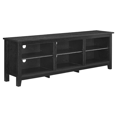 Transitional 6 Cubby Wood Open Storage Wood TV Stand For TVs Up To 80"- Saracina Home 2 Transitional 6 Cubby Wood Open Storage Wood TV Stand For TVs Up To 80"- Saracina Home - Image 2