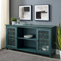 Bayland Transitional Double Fretwork Door Sideboard Antique Dark Teal - Saracina Home -Saracina Home Shop GUEST a7a4137b fa9d 4635 ab03 e900a440d49d