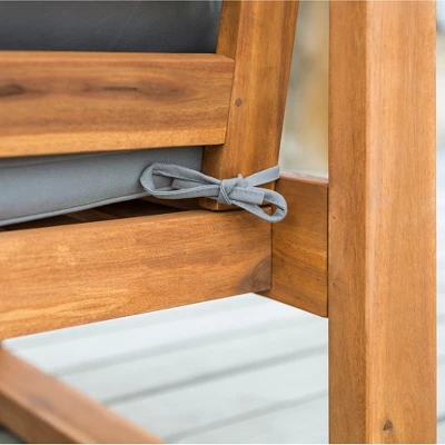 Galia Square Leg Acacia Wood Patio Loveseat With Cushions - Brown - Saracina Home 9 Galia Square Leg Acacia Wood Patio Loveseat With Cushions - Brown - Saracina Home - Image 9