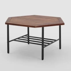 Saybrook Modern Metal And Wood Patio Hexagon Coffee Table - Dark Brown - Saracina Home 14 Saybrook Modern Metal And Wood Patio Hexagon Coffee Table - Dark Brown - Saracina Home -Saracina Home Shop GUEST aa3b7989 fc19 47ae 8c0b d2f6279675a2