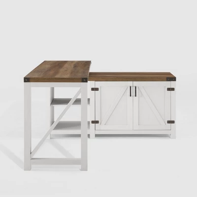 Farmhouse Rustic L Shaped Desk With Storage - Saracina Home 5 Farmhouse Rustic L Shaped Desk With Storage - Saracina Home - Image 5