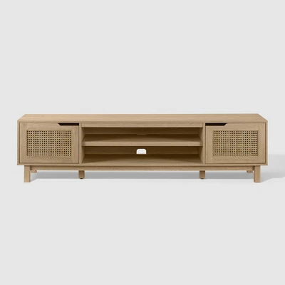 Modern Boho Storage TV Stand For TVs Up To 80" With Rattan Doors - Saracina Home 10 Modern Boho Storage TV Stand For TVs Up To 80" With Rattan Doors - Saracina Home - Image 10