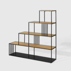 55.5" Modern 4 Shelf With Metal Bar Room Divider Bookcase Coastal Oak/Black - Saracina Home 12 55.5" Modern 4 Shelf With Metal Bar Room Divider Bookcase Coastal Oak/Black - Saracina Home -Saracina Home Shop GUEST b0dd5f61 84fc 4575 9f0d 8fd93ec26adc