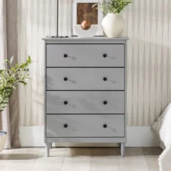 Stiva Classic Mid-Century Modern Vertical 4 Drawer Dresser Gray - Saracina Home -Saracina Home Shop GUEST b17e12e6 10b7 4997 9975 99310ea2dd7e
