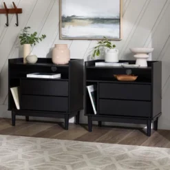 2pk Mid-Century Modern Solid Wood 2 Drawer Storage Nightstands - Saracina Home 17 2pk Mid-Century Modern Solid Wood 2 Drawer Storage Nightstands - Saracina Home -Saracina Home Shop GUEST b2a3ee44 4d81 41a2 a7a3 37c02e20e839