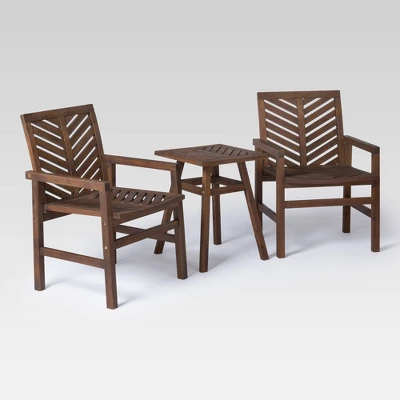 3pc Slatted Chevron Acacia Wood Patio Chat Set - Saracina Home 10 3pc Slatted Chevron Acacia Wood Patio Chat Set - Saracina Home - Image 10