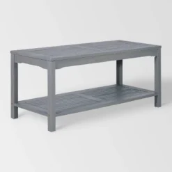 Ravenscroft Modern Boho Acacia Wood Slatted Outdoor Coffee Table With Lower Shelf - Saracina Home -Saracina Home Shop GUEST b82362d2 34f0 4dc8 b530 c4b76868ed3f