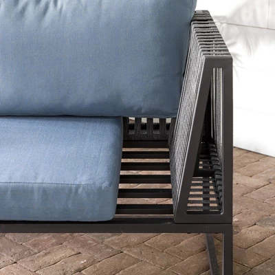 Outdoor Modern Modular Patio Corner Chair Blue - Saracina Home 8 Outdoor Modern Modular Patio Corner Chair Blue - Saracina Home - Image 8