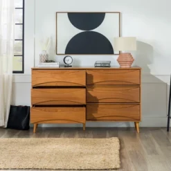 Mid-Century Modern Contoured 6 Drawer Dresser - Saracina Home -Saracina Home Shop GUEST ba7b3ae6 3452 443a 9d57 85e8321e0910