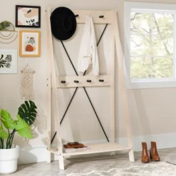 68" Solid Wood X Back Angled Hall Tree White Wash - Saracina Home 24 68" Solid Wood X Back Angled Hall Tree White Wash - Saracina Home -Saracina Home Shop GUEST bc4a95c3 3e92 4bee af94 a5531e3bc496