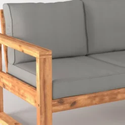 Galia Square Leg Acacia Wood Patio Loveseat With Cushions - Brown - Saracina Home 22 Galia Square Leg Acacia Wood Patio Loveseat With Cushions - Brown - Saracina Home -Saracina Home Shop GUEST bc520d62 d7d0 4afb b806 dfc115e4c369