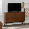 Mid-Century Modern With Closed Storage TV Stand For TVs Up To 58" Walnut - Saracina Home