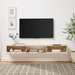 Modern Boho Floating TV Stand For TVs Up To 80" With Rattan Doors Coastal Oak - Saracina Home 13 Modern Boho Floating TV Stand For TVs Up To 80" With Rattan Doors Coastal Oak - Saracina Home -Saracina Home Shop GUEST bdcb8965 2ebd 49d4 815a d3cfdbcfb1e9