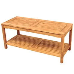 Ravenscroft Modern Boho Acacia Wood Slatted Outdoor Coffee Table With Lower Shelf - Saracina Home -Saracina Home Shop GUEST bdd5c607 f53e 4336 9432 64642f554cfa