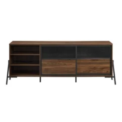 Modern Industrial Metal Mesh Sliding Door TV Stand For TVs Up To 80" Dark Walnut - Saracina Home 8 Modern Industrial Metal Mesh Sliding Door TV Stand For TVs Up To 80" Dark Walnut - Saracina Home -Saracina Home Shop GUEST be53fe9f 07fb 49fd bf73 9284c15ac9b7
