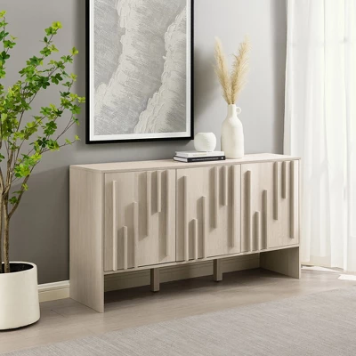 Modern Staggered Vertical Accent 3 Door Sideboard - Saracina Home 1 Modern Staggered Vertical Accent 3 Door Sideboard - Saracina Home