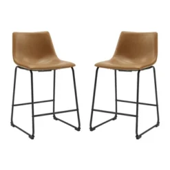 Set Of 2 Laslo Modern Upholstered Faux Leather Counter Height Barstools - Saracina Home 22 Set Of 2 Laslo Modern Upholstered Faux Leather Counter Height Barstools - Saracina Home -Saracina Home Shop GUEST c0833993 a0ed 4742 aa20 2fd087a77c98