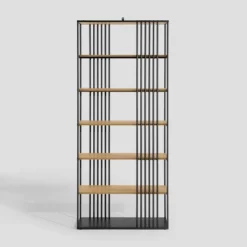 79" Modern 6 Shelf With Metal Bar Bookcase Coastal Oak/Black - Saracina Home 13 79" Modern 6 Shelf With Metal Bar Bookcase Coastal Oak/Black - Saracina Home -Saracina Home Shop GUEST c1524d0f 09b5 429f 8c7f 80ab8daf93ad