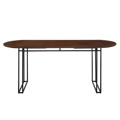 71" Phyllis Modern Drop Leaf Dining Table Walnut - Saracina Home 3 71" Phyllis Modern Drop Leaf Dining Table Walnut - Saracina Home - Image 3