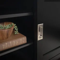 Sliding Door Transitional Wood Storage TV Stand For TVs Up To 80" Black - Saracina Home 10 Sliding Door Transitional Wood Storage TV Stand For TVs Up To 80" Black - Saracina Home -Saracina Home Shop GUEST c1ca9e16 b7ff 49a2 a502 6baf478139ed