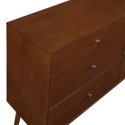 Mid-Century Modern With Closed Storage TV Stand For TVs Up To 58" Walnut - Saracina Home 2 Mid-Century Modern With Closed Storage TV Stand For TVs Up To 58" Walnut - Saracina Home - Image 2