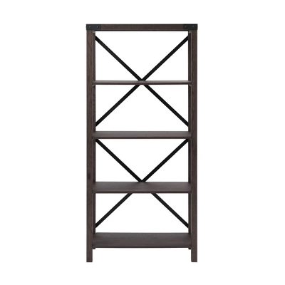 64" Sophie Industrial X Frame Bookshelf - Saracina Home 2 64" Sophie Industrial X Frame Bookshelf - Saracina Home - Image 2