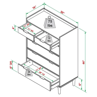 Mid-Century Modern Solid Wood 6 Drawer Vertical Dresser - Saracina Home 19 Mid-Century Modern Solid Wood 6 Drawer Vertical Dresser - Saracina Home - Image 19
