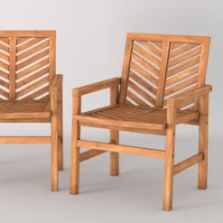 2pk Slatted Chevron Acacia Wood Patio Chairs - Saracina Home -Saracina Home Shop GUEST ca9c3fbc 1512 40f2 add5 06b7a05bd59e