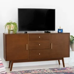 Mid-Century Modern Wood Console TV Stand For TVs Up To 65" - Saracina Home -Saracina Home Shop GUEST cb85f3af 3c20 42f9 8a52 5c742cd3a8be