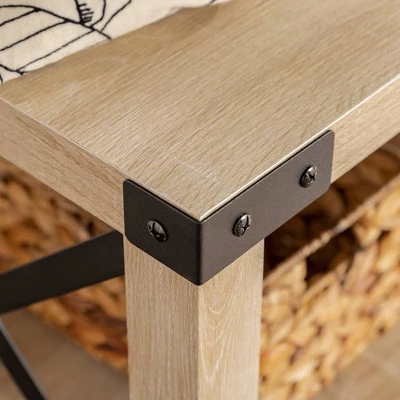 Sophie Rustic Industrial X Frame Entry Bench With 3 Cubbies - Saracina Home 6 Sophie Rustic Industrial X Frame Entry Bench With 3 Cubbies - Saracina Home - Image 6