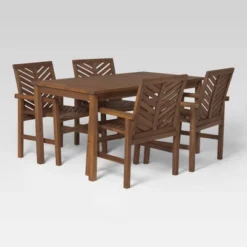5pc Slatted Chevron Acacia Wood Patio Dining Set - Saracina Home -Saracina Home Shop GUEST cc66286e c365 4394 af52 9af81a2d048b
