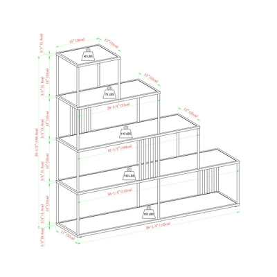 55.5" Modern 4 Shelf With Metal Bar Room Divider Bookcase Coastal Oak/Black - Saracina Home 8 55.5" Modern 4 Shelf With Metal Bar Room Divider Bookcase Coastal Oak/Black - Saracina Home - Image 8