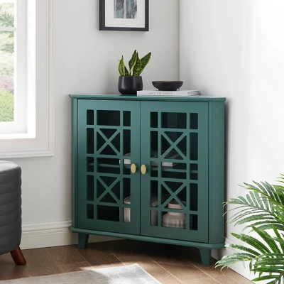 2 Door Corner Accent Cabinet With Fretwork Doors - Saracina Home 11 2 Door Corner Accent Cabinet With Fretwork Doors - Saracina Home - Image 11