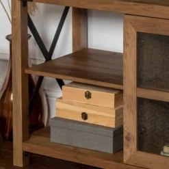 Sophie Rustic Farmhouse X Frame Glass Doors TV Stand For TVs Up To 80" Rustic Oak - Saracina Home 25 Sophie Rustic Farmhouse X Frame Glass Doors TV Stand For TVs Up To 80" Rustic Oak - Saracina Home -Saracina Home Shop GUEST d0b45f21 041d 413e bebc bbe7a5ae13a6