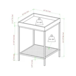 Rosalyn Urban Industrial Glam Square Tray Side Table With Metal Mesh Shelf Gray Wash - Saracina Home -Saracina Home Shop GUEST d173d01f 5483 4990 9728 2f1962055612