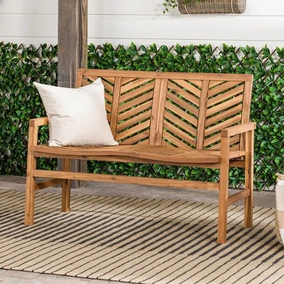 Slatted Chevron Acacia Wood Patio Loveseat – Saracina Home 1 Slatted Chevron Acacia Wood Patio Loveseat – Saracina Home
