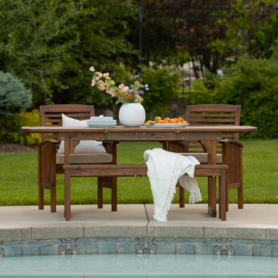 Ravenscroft 4pc Extendable Acacia Wood Outdoor Dining Set - Saracina Home 3 Ravenscroft 4pc Extendable Acacia Wood Outdoor Dining Set - Saracina Home - Image 3