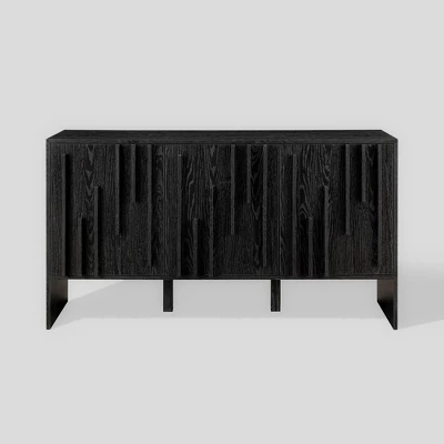 Modern Staggered Vertical Accent 3 Door Sideboard - Saracina Home 9 Modern Staggered Vertical Accent 3 Door Sideboard - Saracina Home - Image 9