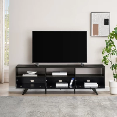 Mid-Century Modern Low TV Stand With Storage For TVs Up To 80" - Saracina Home 5 Mid-Century Modern Low TV Stand With Storage For TVs Up To 80" - Saracina Home - Image 5