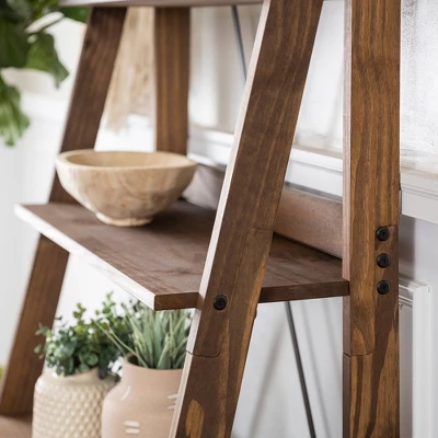 68.25" Boho 4 Tier Solid Wood Ladder Bookshelf Plant Stand - Saracina Home 7 68.25" Boho 4 Tier Solid Wood Ladder Bookshelf Plant Stand - Saracina Home - Image 7