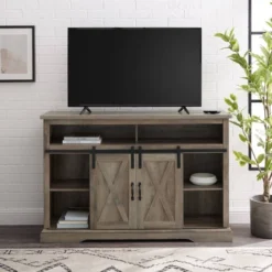 Transitional Sliding Barndoor Highboy TV Stand For TVs Up To 58" - Saracina Home 24 Transitional Sliding Barndoor Highboy TV Stand For TVs Up To 58" - Saracina Home -Saracina Home Shop GUEST d93bcb01 6b73 4caa 92df 0c0c138da9a4