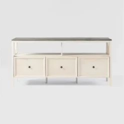 Farmhouse 3 Drawer Wood TV Stand For TVs Up To 65" - Saracina Home -Saracina Home Shop GUEST d9730f71 b9b6 492b a5cf a4fc4c23ddea