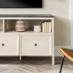 Farmhouse 3 Drawer Wood TV Stand For TVs Up To 65" - Saracina Home -Saracina Home Shop GUEST db616c55 957b 4465 80b7 0cddcd1d7792